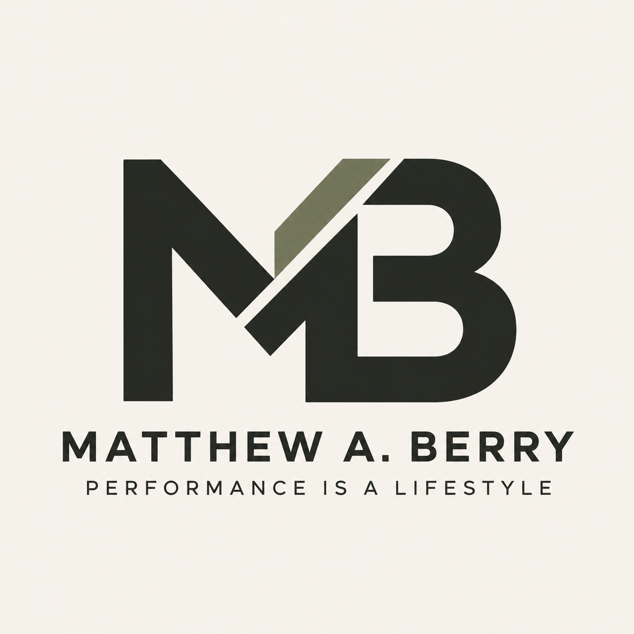 Matthew A. Berry’s Momentum monogram with the words Performance is a lifestyle